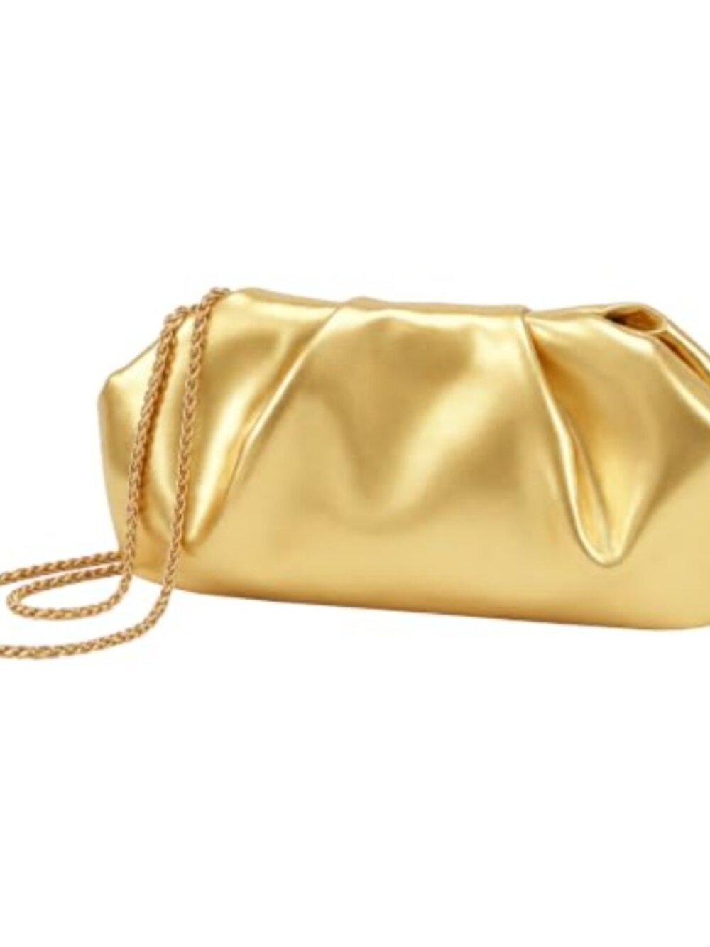 Elegant Pleated PU Leather Evening Clutch with Detachable Chain